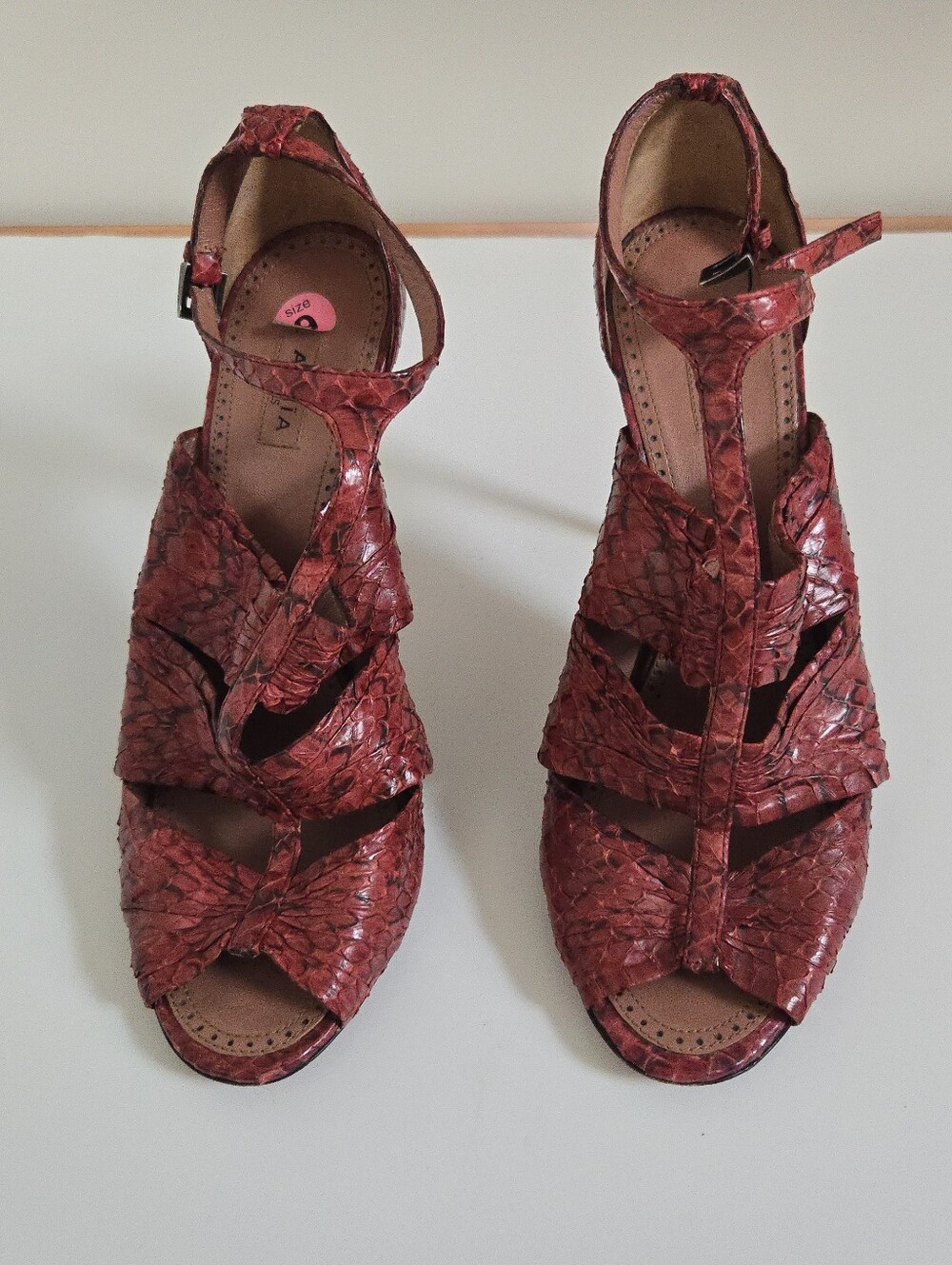 Alaia Burgandy Snakeskin Heels